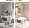 6 Pack Strong Magnetic Spice Rack for Refrigerator, Multipurpose Magnetic Shelf for Fridge with 4 Hooks for kitchen and Bathroom Organization, White