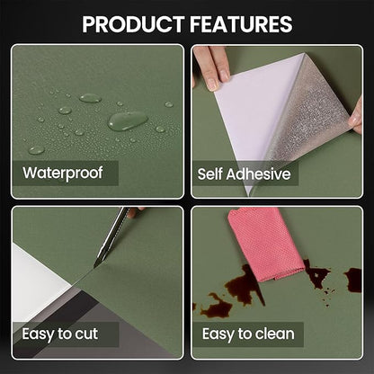 Green Peel and Stick Wallpaper 118.1''x17.7'' Green Contact Paper for Cabinets and Drawers with Tools, Removable Self Adhesive Thicken Wall Paper for Home Wall Decoration and Covering Old Furniture