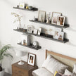 24 Inches Floating Shelves for Wall, Solid Pine Wood Picture Ledge Shelves, Wall Shelves with Lips, Nursery Book Shelves for Toys Storage Living Room Bedroom Photo Frames (2 Pcs, Grey)
