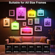 maylit 6 Pack RGBW Picture Lights for Wall, Rechargeable Battery Magnetic Poster Lights, Remote Dimmable Timer Painting Light, Wireless Wall Room Decor Light for Art Display, Frame, Black