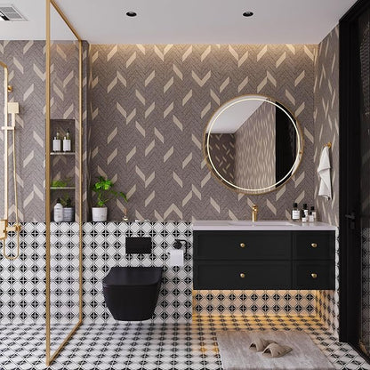 Herringbone Peel & Stick Wallpaper - Geometric Boho Contact Paper for Cabinets & Bedroom - 31.5''×158'' Adhesive Removable Waterproof Wallpaper for Bathroom & Laundry Room & Bedroom & Kitchen