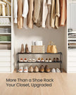 SONGMICS Shoe Rack, 2-Tier Shoe Organizer, Metal Storage Shelf, Upright or Upside Down, for 12-15 Pairs, Stackable, for Entryway, 11.8 x 36.2 x 14.6 Inches, Black ULSA12BK