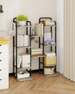6 Tiers Vertical Shoe Rack, Narrow Shoe Tower, Tall Shoes Shelf with 2 Hooks, Adjustable Shelves, Corner Shoes Shelves for Small Spaces, Entryway, Living Room, Greige, SR04205B