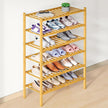 Smiry Bamboo Shoe Rack for Closet, 6 Tier Wooden Stackable Shoe Organizer, Free Standing Shoes Storage Shelf for Entryway, Front Door Entrance, Natural