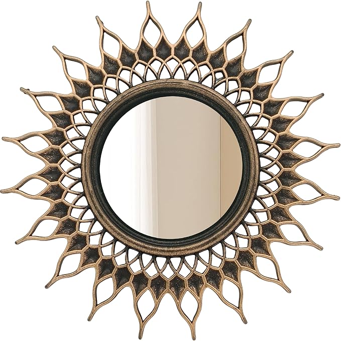 Retro Gold Mirrors for Wall Pack of 3. Round Mirrors. Decorative Mirrors.Wall Mirrors for Decor Home Decor.Plastic Frames.Glass Mirrors.Make Old Gold Color.