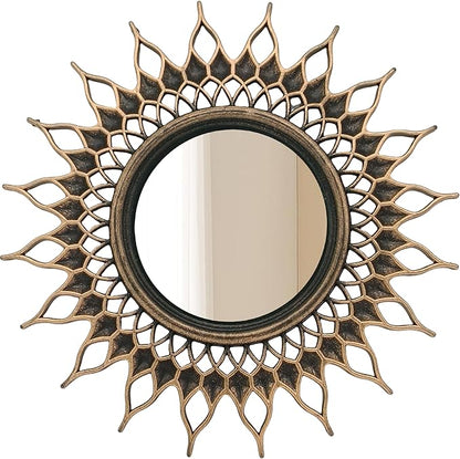 Retro Gold Mirrors for Wall Pack of 3. Round Mirrors. Decorative Mirrors.Wall Mirrors for Decor Home Decor.Plastic Frames.Glass Mirrors.Make Old Gold Color.