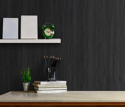Safiyya Black Peel and Stick Wallpaper Contact Paper for Countertop Kitchen Wood Self Adhesive Removable Wallpaper for Bedroom 393"×15.7"