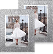 6x8 Picture Frame Glass 2 Pack, Sparkly Glitter Photo Frame 6 x 8 Mirror Crystal Wedding Gift Wall and Tabletop Display