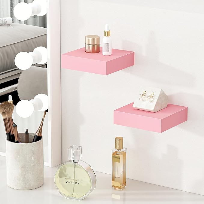 BAMEOS Pink Floating Shelves for Wall, 6