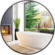 Fabuday Black Circle Mirror for Wall 22 inch - Round Mirror for Bathroom, Entryway, Living Room, Hallway, Bedroom Decor, Small Matte Frame Mirrors