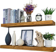 Rustic Floating Shelves 36 inch Long 8 inch deep Set of 2, Solid Wood Wall Shelves for Bedroom Living Room Kitchen,Book Shelf for Wall, Wall Mounted Shelves with Hidden Bracket- Gold Oak