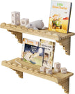 Scalloped Wood Wall Shelf – 17 Inch Floating Shelf with Wood Brackets, Easy to Install Rustic Wall Shelf for Living Room, Bedroom, Bathroom, or Any Space - Light Brown
