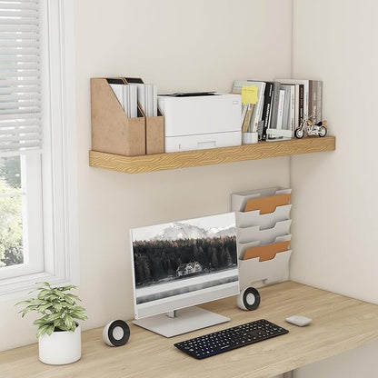 48 Inch Oak Floating Shelf | 12 Inch Deep Floating Shelves Set of 1 | 48" D x 12" D Rustic Wood Shelves for Wall | Deep Oak Shelves for Living Room Bathroom Laundry Room Kitchen