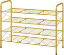 Hoctieon 4 Tier Mesh Style Shoe Rack, Entryway Shoe Shelf, Shoe Storage Organizer, Shoe Rack for Closet, Space Save for Bathroom, Garage, Hallway, Bedroom, Living Room, Gold