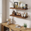 Fun Memories Floating Shelves for Wall, 32 Inch Long Floating Shelves Set of 2, 32 x 10 Wooden Shelves for Wall, Large Storage Shelves, Hanging Shelves for Bathroom Kitchen Bedroom, Rustic Brown