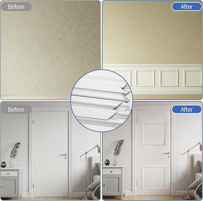 KESHWELL 6 Set Premade Accent Wall Panels, Molding Kit for Interior Wall Decor,Pre-Cut Wainscoting Accent Panels Picture Frame,3D Wall Panels Molding Trim for Home Decor (6 Set,24 X 24 INCH)