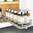 LYNK PROFESSIONAL® Pull Out Spice Rack Organizer for Inside Kitchen Cabinets - 4-3/8 inch Wide - Slide Out Drawer – Chrome Sliding Spice Organization for cabinet - Spice Racks - 1 Tier
