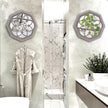 2 PCS Octagon Wall-Mounted Mirrors,Vintage Farmhouse Mirror for Wall Decor,Barn Wood Color Decorative Accent Mirror for Foyer, Bathroom, Bedroom. (12”x12”)
