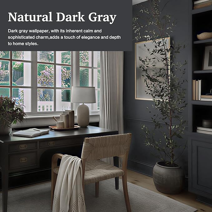 Dimoon 17.7''x393'' Peel and Stick Wallpaper Dark Grey Contact Paper for New Environmentally Friendly Materials Thickening Upgrade Embossed Renter Friendly Gray Wall Modern Vinyl Countertop Bedroom