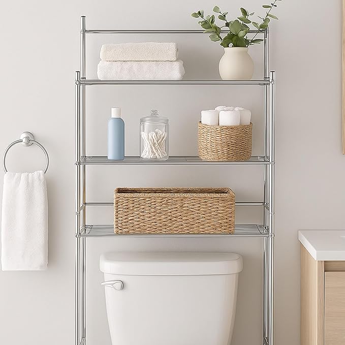 Honey-Can-Do BTH-05079 3-Tier Metal Bathroom Shelf Space Saver, 9.45 x 22.83 x 59.84, Chrome