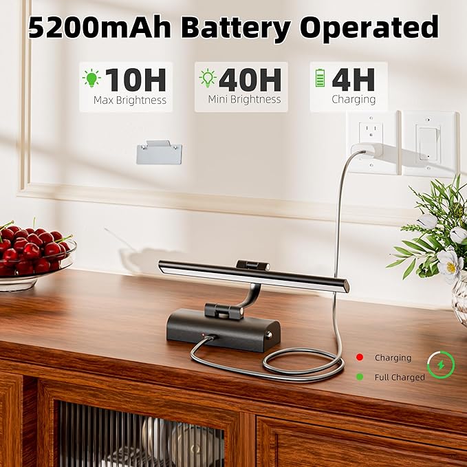 11.8" Picture Lights for Wall Battery Operated, Wireless Picture Light Rechargeable with Remote Timer, 3000K/4000K/6000K Dimmable Art Lights for Paintings Picture Frames Gallery Dartboard, Black