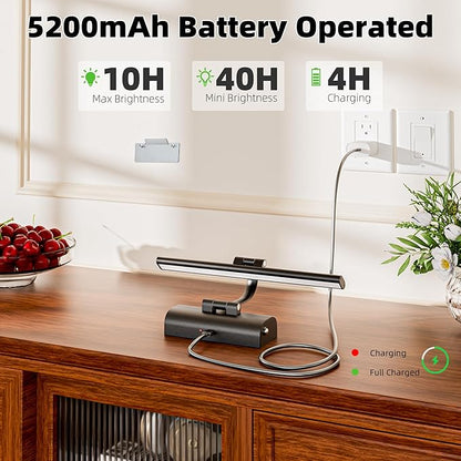11.8" Picture Lights for Wall Battery Operated, Wireless Picture Light Rechargeable with Remote Timer, 3000K/4000K/6000K Dimmable Art Lights for Paintings Picture Frames Gallery Dartboard, Black