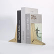 Cast Iron Geometric Decorative Bookends, Sharp Triangle Theme, Heavy Duty, Set of 2 Gold