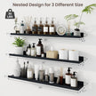 Axeman 36 Inch Floating Shelves | Black Picture Ledge Shelf Set of 3 | Rustic Wood Wall Shelves with Lip | 36