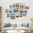 BESCRCL 15 Pack Real Glass Picture Frames Collage Wall Decor, Including 3pcs 8x10, 6pcs 5x7, 6pcs 4x6 Photo Frames for Gallery Wall or Tabletop Display, Natural Woodgrain