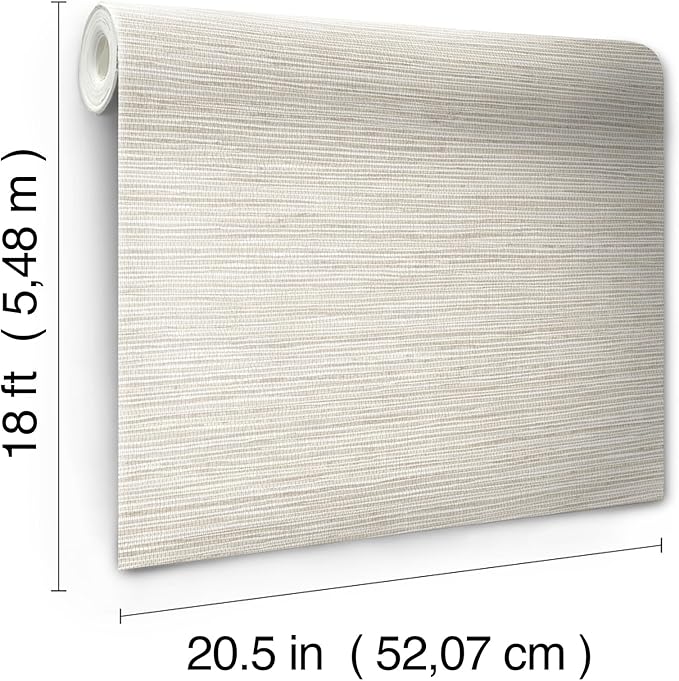 RoomMates Neutral Dimensional Grasscloth Peel and Stick Wallpaper, RMK12682PLW