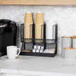 Mind Reader Multipurpose Countertop Organizer, Office Breakrooms, Cup and Condiment Station, Metal Mesh, Black