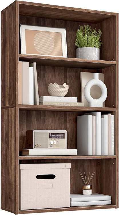 VASAGLE Custos Collection - Bookshelf, 4-Tier Bookcase, Book Shelf, Open Storage Shelf, 9.4 x 23.6 x 42.4 Inches, for Living Room, Home Office, Dining Room, Natural Walnut ULBC164K01