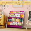 Kids Bookshelf for Kids Rooms, 4-Tier Montessori Bookshelf,Nursery Book Shelves,Pink Toddler Bookshelf, Metal Kid's Book Storage Organizer for Girls Room Furniture Playroom Kindergarten