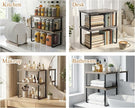 Marsui 4 Pcs Kitchen Organizer Accessories Set Cabinet Organizer Shelf and Bamboo Dish Drying Plate Rack Counter Shelves Storage Holder for Spice Rack, Dish, Pot Lid, Bowl, Cup (Gray)