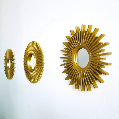 BONNYCO Gold Mirrors for Wall Pack of 3, Round Wall Mirrors Bedroom Room and Home Decor. Espejos Decorativos de Pared Sala Dormitorio, Modern Minimalist Decor Vintage, Chic. Gifts for Women, Mums