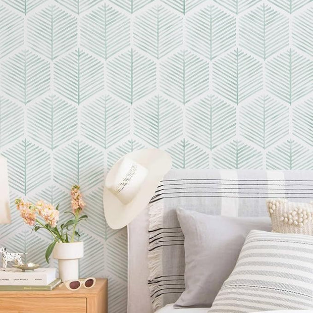 MelunMer Modern Peel and Stick Wallpaper Boho Contact Paper for Cabinets/Drawers 591In L 17.3In W Self Adhesive Removable Wallpaper for Bedroom/Bathroom Waterproof Geometric Contact Paper Green/White
