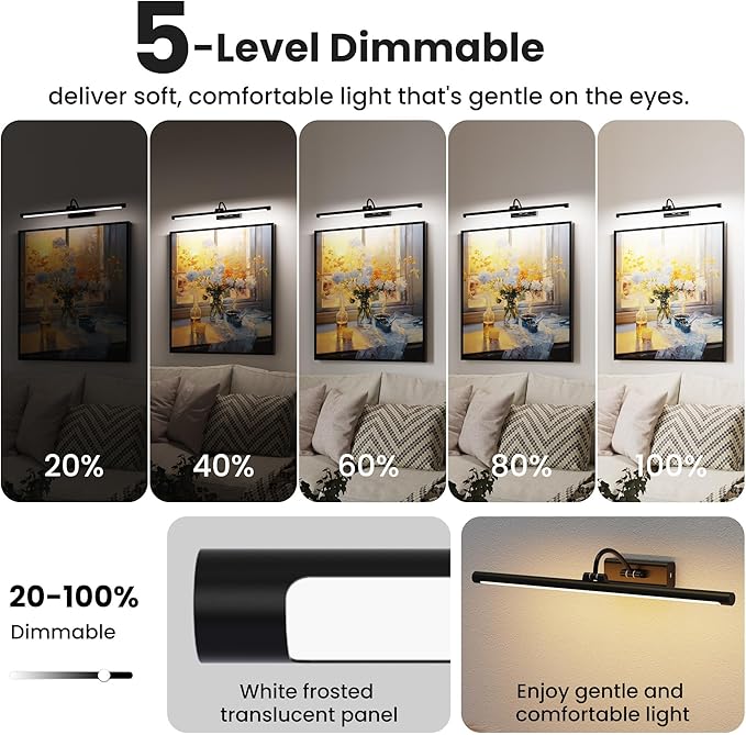 2 Pack Light for Pictures on Wall Black 8000mAh - 24