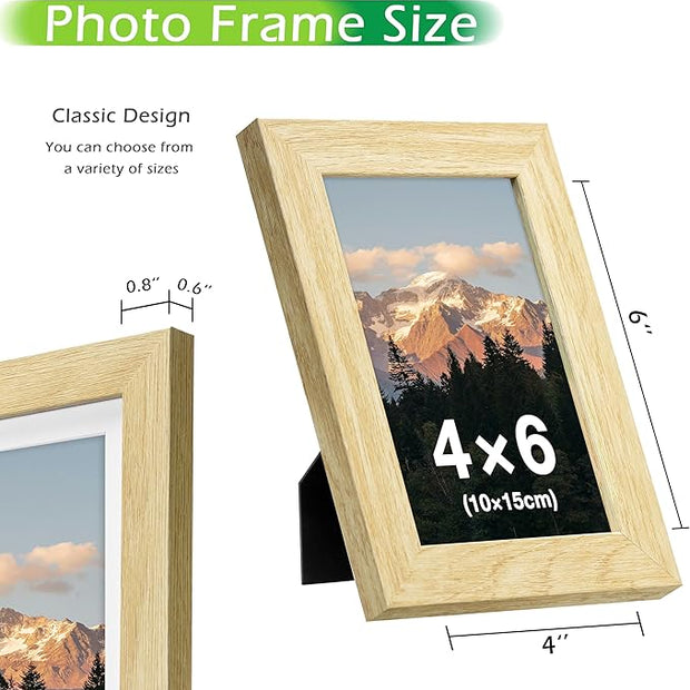 FrameWorks 2-Pack, 4x6 Picture Frame, Natural Oak – Classic Wooden Photo Frame with Tempered Glass, Modern Matte Finish for Prints, Posters, Certificates & Wall Decor – Gallery-Ready