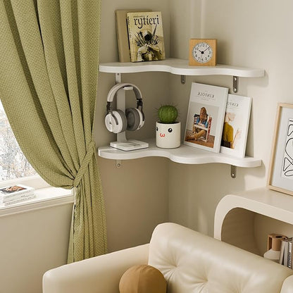 Cute Cloud Shelves, Wavy Corner Shelf, Cloud Wall Shelves with Brackets, Cute Nursery Decor, Corner Bedroom, Living Room, Bathroom & Home Decor, White