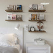 RICHER HOUSE 8 Set Floating Wall Mounted Shelves, Nursery Hanging Book Shelves with Lip for Storage, Display Picture Ledge Shelf for Bedroom Bathroom Kitchen Living Room Wall Decor, Rustic Brown