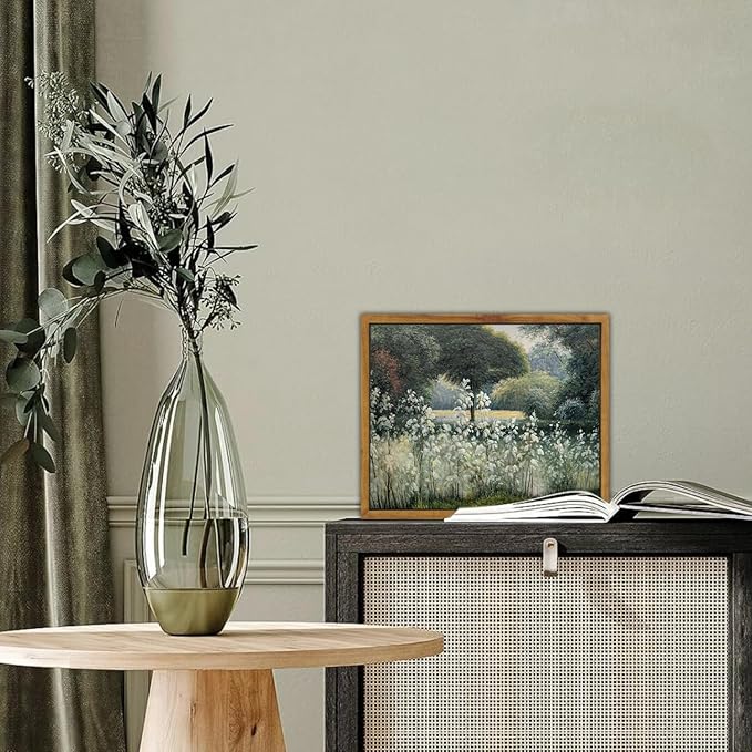 SHENIFY Vintage Landscape Framed Canvas Wall Art Forest Pond Classic Hallway Kitchen Office Decor - 8x10in Natural Framed