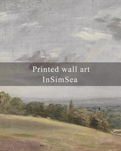 InSimSea Framed Canvas Wall Art Vintage Decor, Large Farmhouse Nature Scenery Clouds Valley Grassland Pictures Prints, Classical Retro Paintings Home Decor for Living Room Bedroom Office, 16"x24"