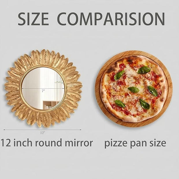 ZOROSY Gold Round Wall Mirror 12 inch - Small Wall Mirror Decorative, Vintage Mirror for Living Room, Entryway, Bedroom,Hallway