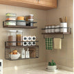 Wood Floating Shelves Wall Mounted - 3+1 Tier Rustic Bathroom Shelves Over Toilet with Wire Storage Basket &Towel Bar, Set of 3 Farmhouse Floating Shelf for Bathroom,Kitchen,Bedroom,Dark Brown.