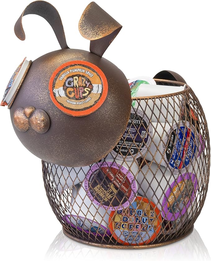 Made Easy Kit Coffee Pod Basket Organizer Useful Decor - Compatible with Keurig K-Cup Pods - Home Coffee Bar Functional Decoration - Café Station Countertop Freestanding Storage Accessory (Bunny)
