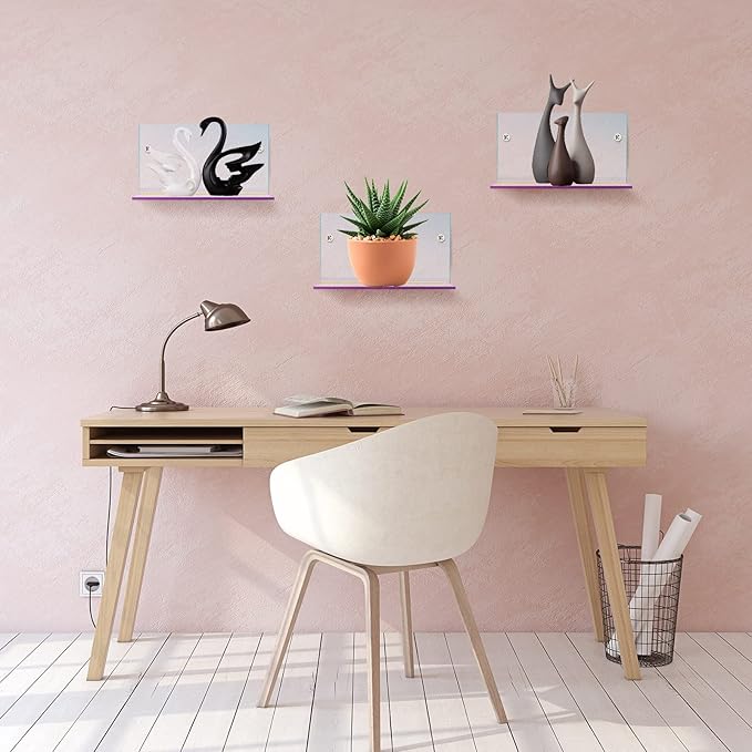 10 Pieces Small Floating Shelves for Wall 4'' Acrylic Mini Wall Shelf Acrylic Display Shelf Clear Hanging Shelves Room Decor for Bedroom, Bathroom, Living Room, Office