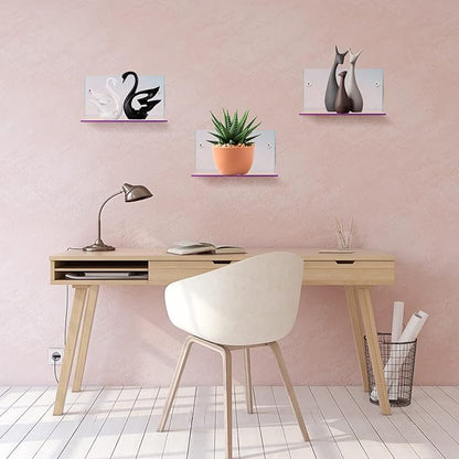 10 Pieces Small Floating Shelves for Wall 4'' Acrylic Mini Wall Shelf Acrylic Display Shelf Clear Hanging Shelves Room Decor for Bedroom, Bathroom, Living Room, Office