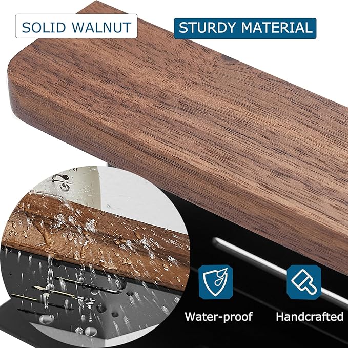 Small Bathroom Shelf Wall Mounted Organizer,Rustic Farmhouse Walnut Solid Wood Floating Corner Shelf with Border for kitchen Bedroom Laundry Room