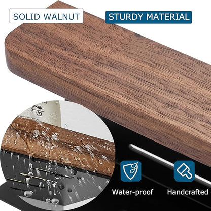 Small Bathroom Shelf Wall Mounted Organizer,Rustic Farmhouse Walnut Solid Wood Floating Corner Shelf with Border for kitchen Bedroom Laundry Room