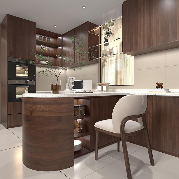BOMENG Walnut Wood Contact Paper 16x354 inch Dark Brown Wood Wallpaper Peel and Stick Waterproof Removable Faux Wood Grain Vinyl Wrap Vintage Countertop Paper for Drawer Liner Cabinets Walls Desk